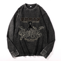 Tsukiji Fish Market Vintage Cotton Wash Crewneck Long-Sleeve T-Shirt