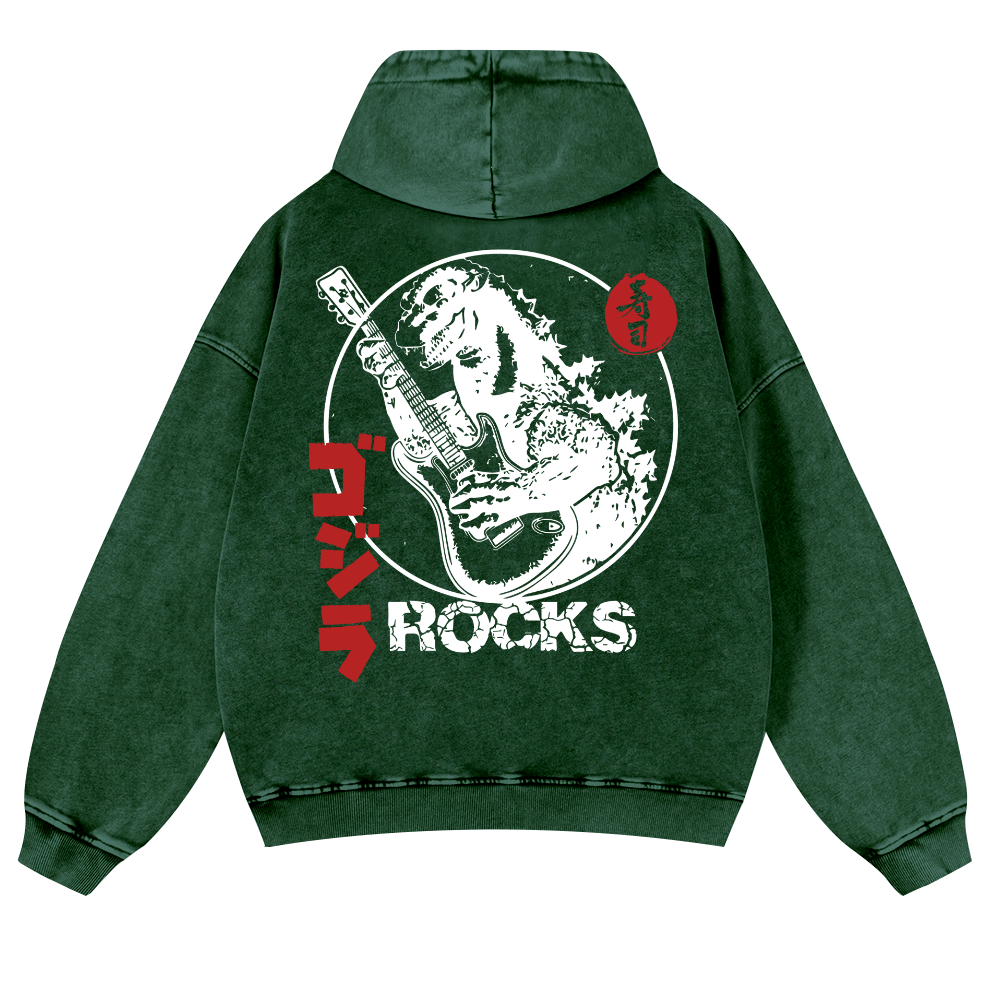 Rock Kaiju Vintage Washed Cotton Back Art Hoodie