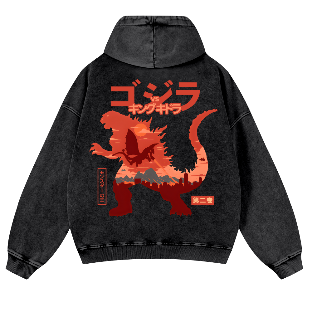 Kaiju Vintage Washed Cotton Back Art Hoodie