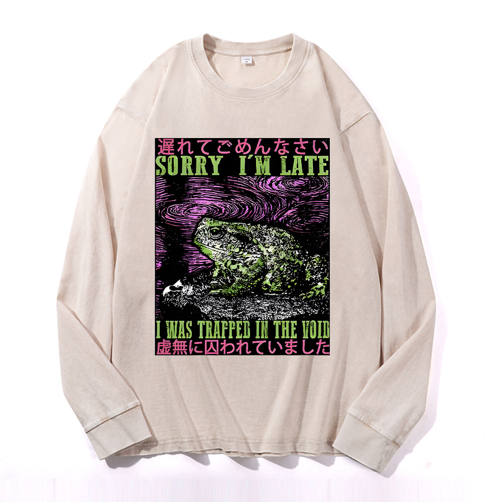Vintage Cotton Wash Crewneck Long-Sleeve T-Shirt