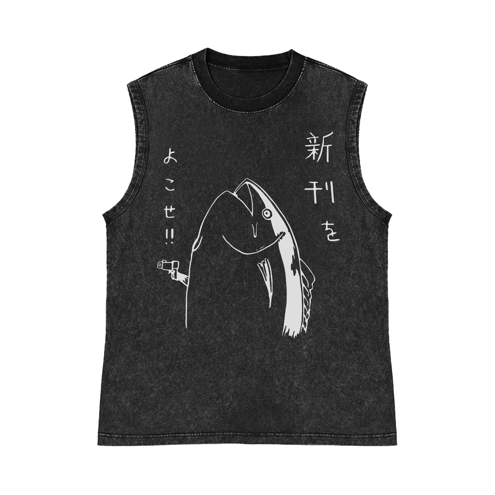 Fish Pure Cotton Wash-Dyed Sleeveless Tank Top