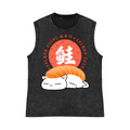 SALMON SUSHI Pure Cotton Wash-Dyed Sleeveless Tank Top