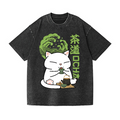 Tea Cat Vintage Wash Japanese Design T-Shirt