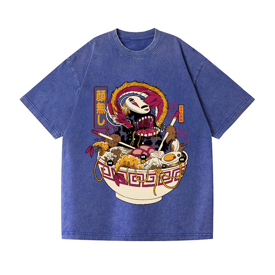 No Face Kaonashi Ramen Vintage Wash Japanese Design T-Shirt