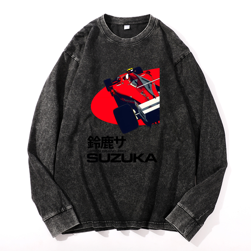 Vintage Cotton Wash Crewneck Long-Sleeve T-Shirt