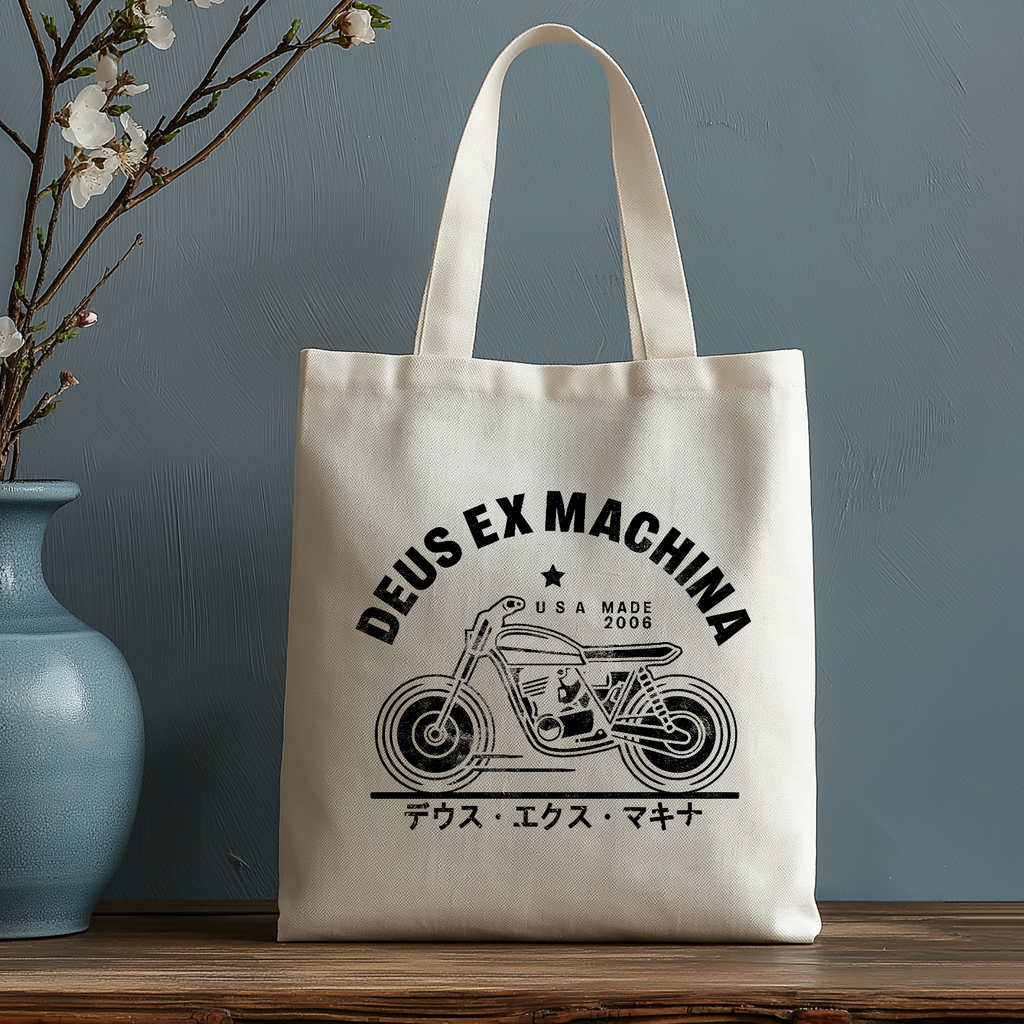 Deux Ex Machina Motorcycle Bike Japanese Style Canvas Tote Bag
