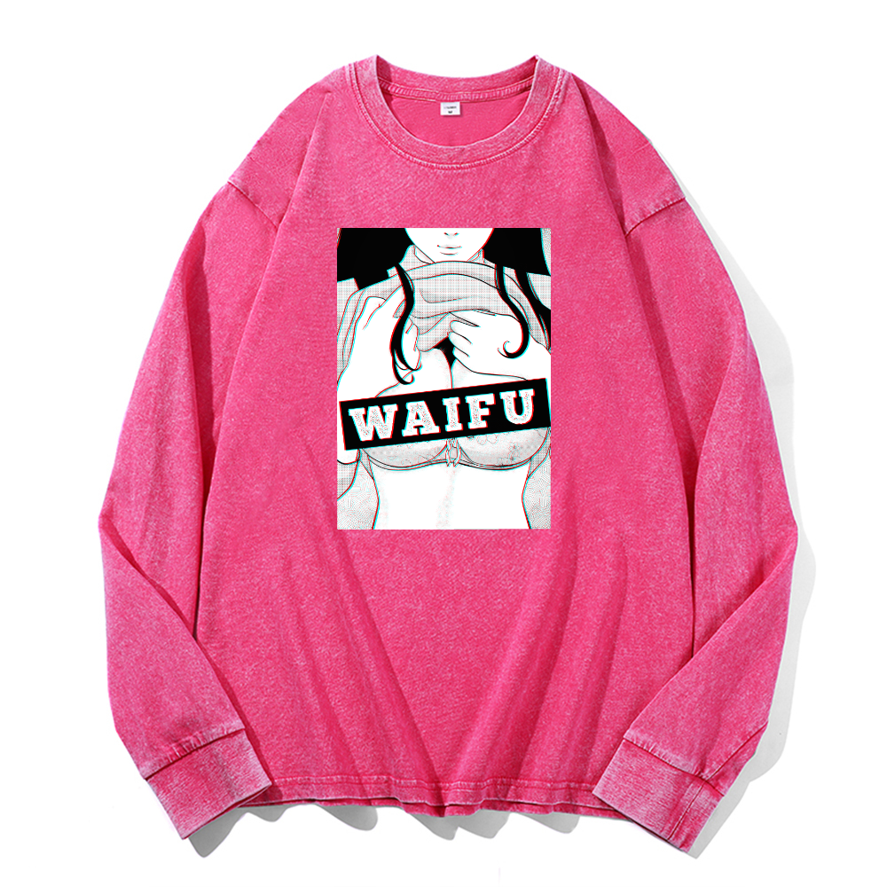 Vintage Cotton Wash Crewneck Long-Sleeve T-Shirt
