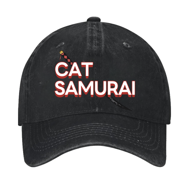 Cat Samurai Vintage Cotton Cap
