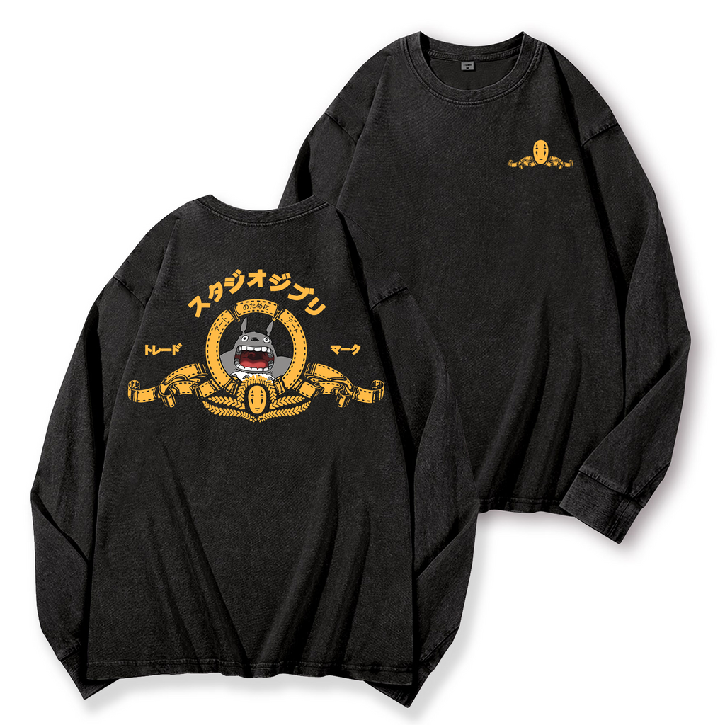 MGM Ghibli Totoro Vintage Washed Cotton Back Art Long-sleeve T-shirt