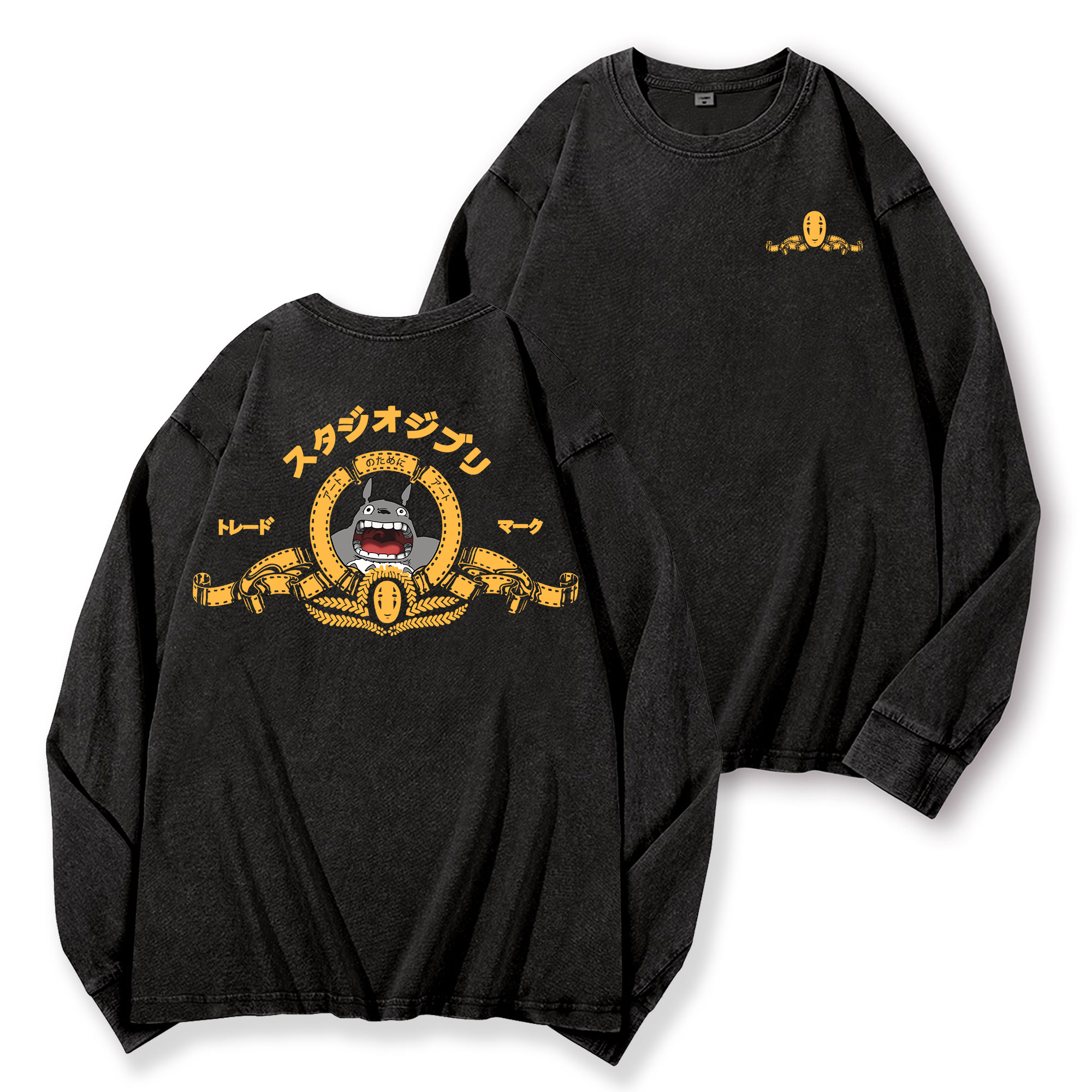 MGM Ghibli Totoro Vintage Washed Cotton Back Art Long-sleeve T-shirt