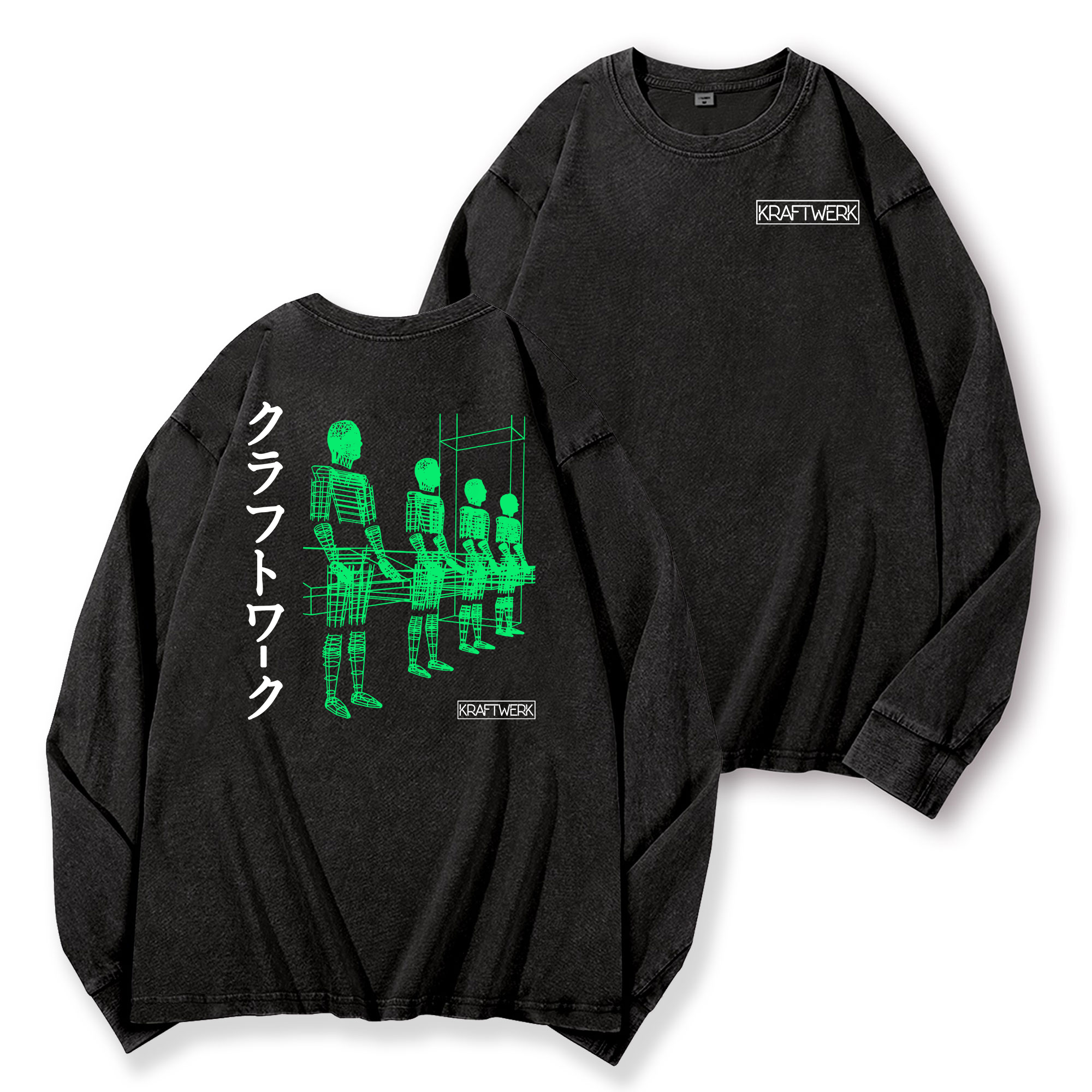 Kraftwerk Vintage Washed Cotton Back Art Long-sleeve T-shirt