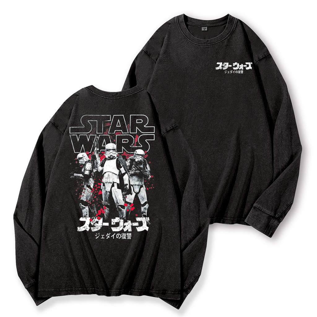Storm Trooper Vintage Washed Cotton Back Art Long-sleeve T-shirt