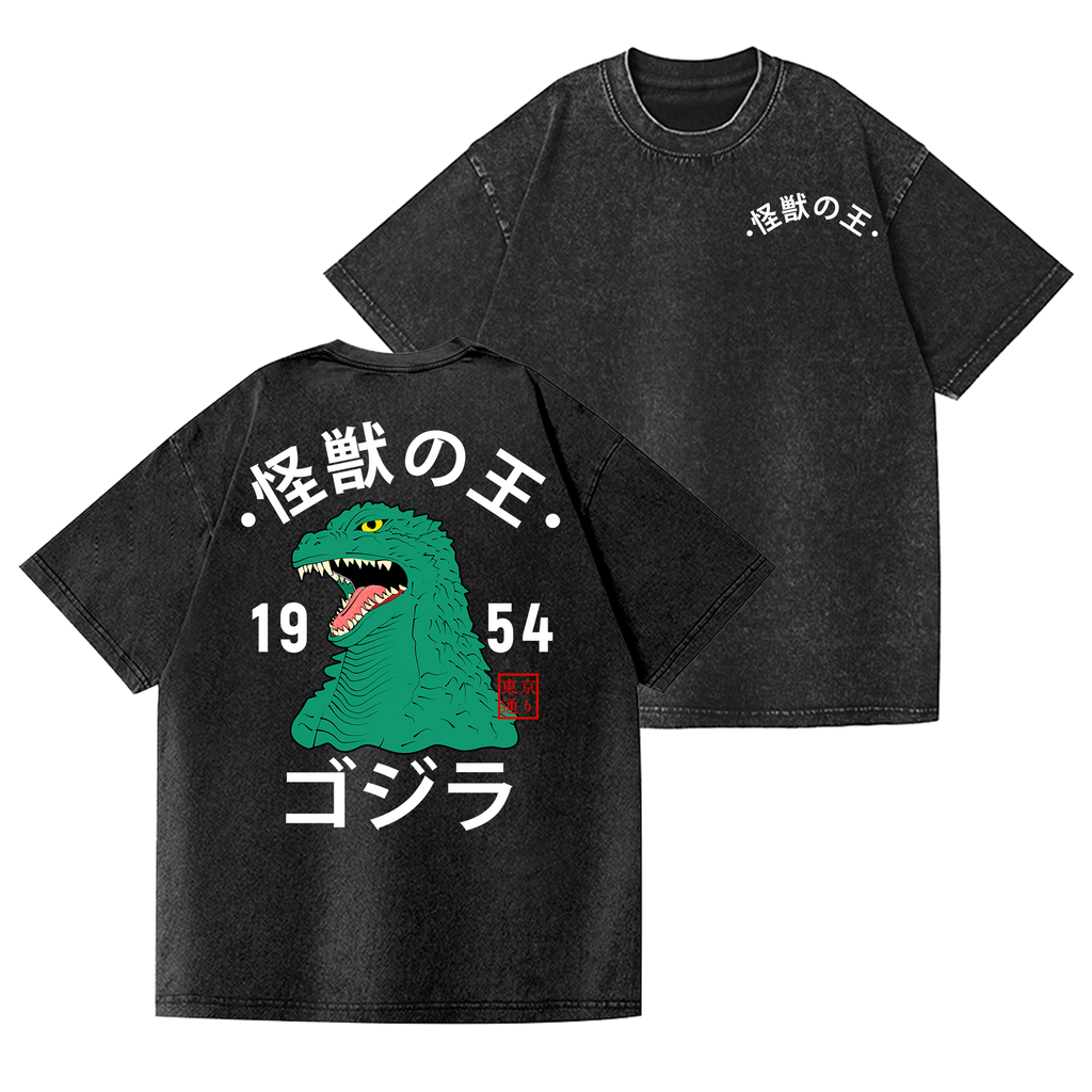 Kaiju Vintage Wash Japanese Design Back Art T-Shirt