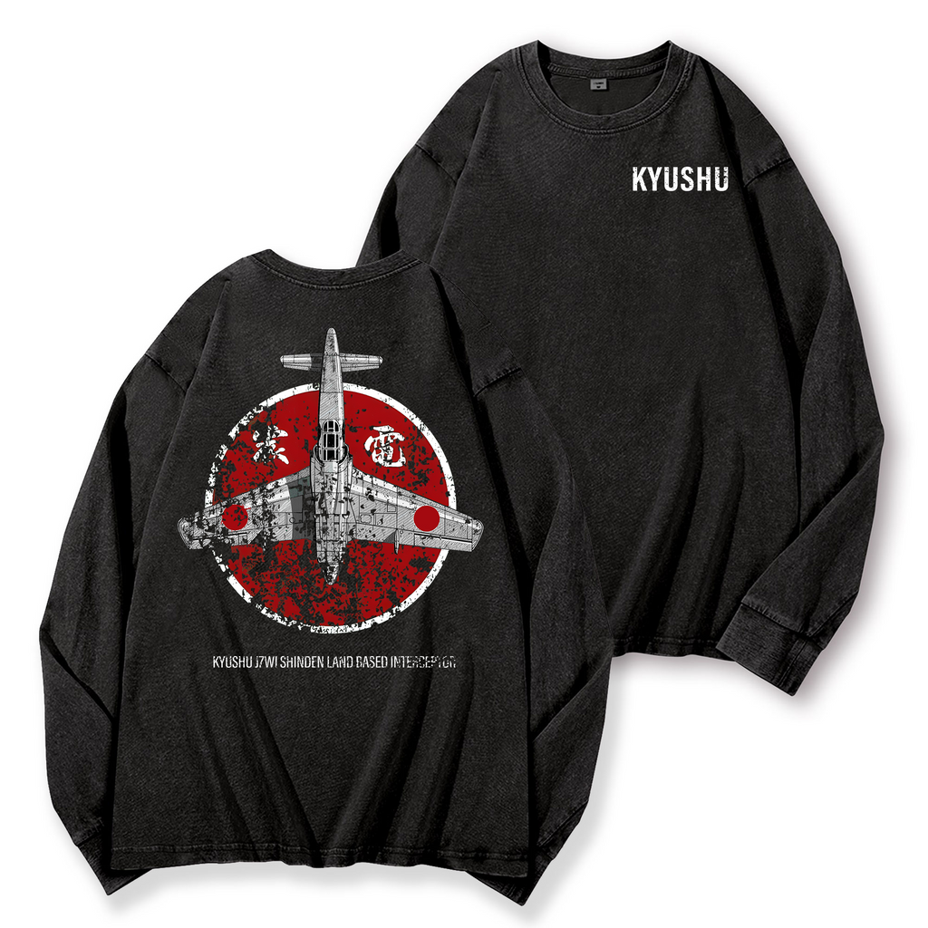 Shinden Fighter Alternate Vintage Washed Cotton Back Art Long-sleeve T-shirt