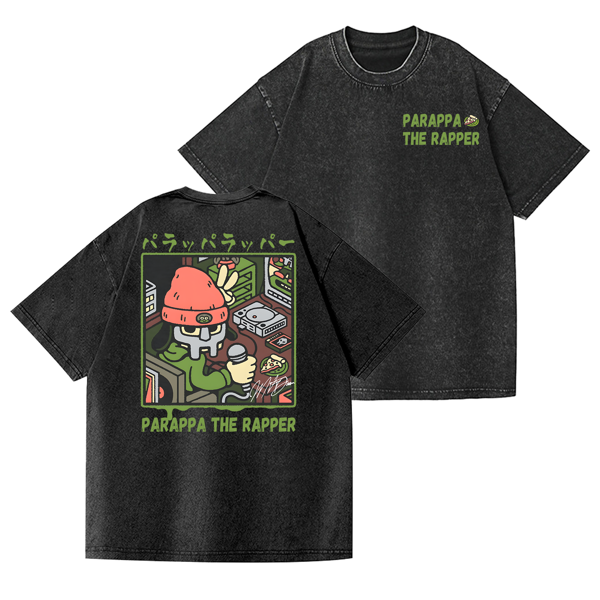 PaRappa the Rapper Vintage Wash Japanese Design Back Art T-Shirt