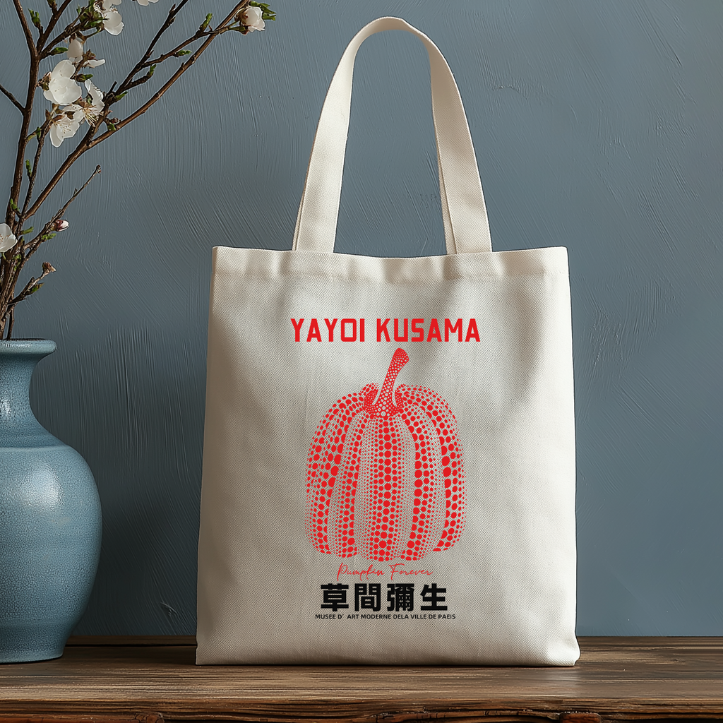 Yayoi Kusama Pumpkin Japanese Style Canvas Tote Bag