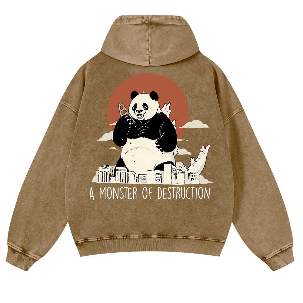 Panda Kaiju Vintage Washed Cotton Back Art Hoodie