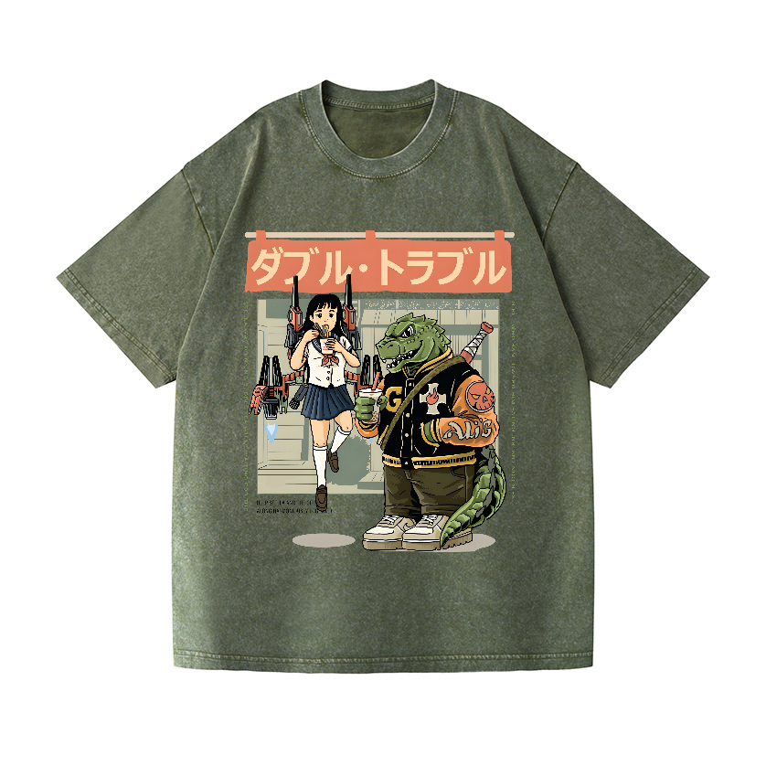 Kaiju Vintage Wash Japanese Design T-Shirt
