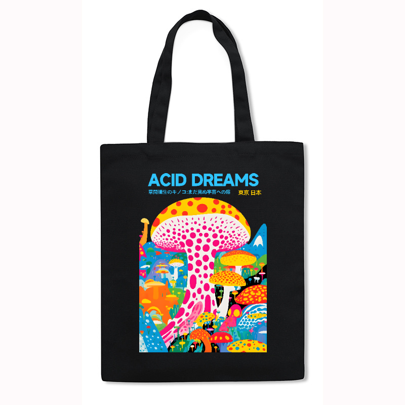 Yayoi Kusama Mushroom Japanese Style Canvas Tote Bag