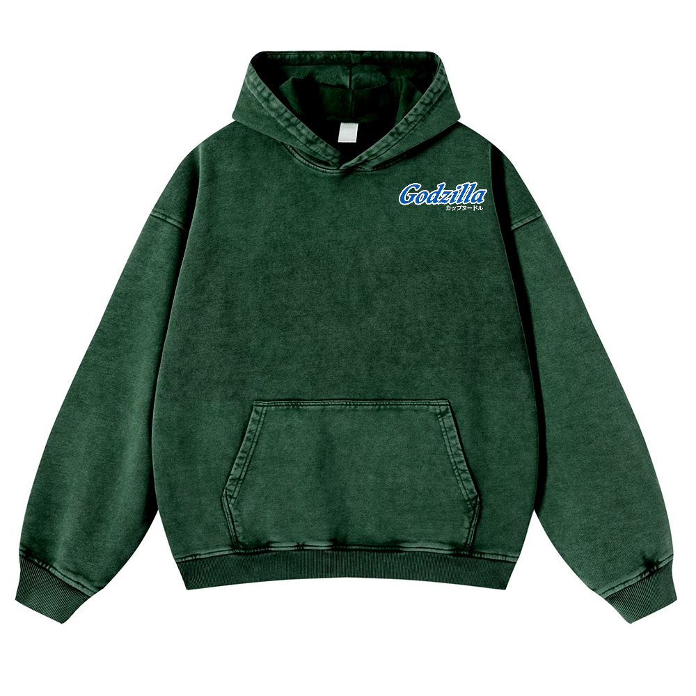 Kaiju Cup Noodles Vintage Washed Cotton Back Art Hoodie