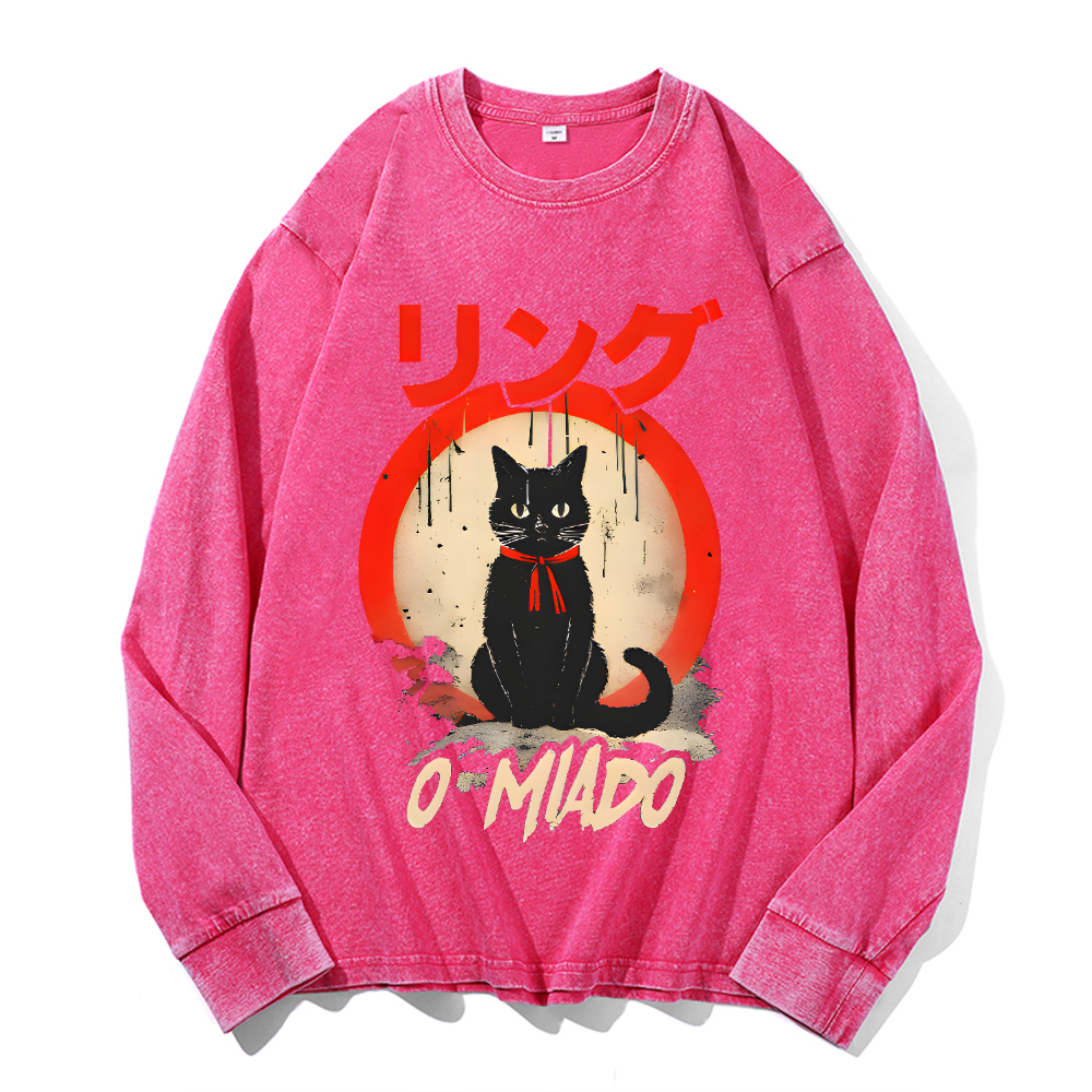Vintage Cotton Wash Crewneck Long-Sleeve T-Shirt