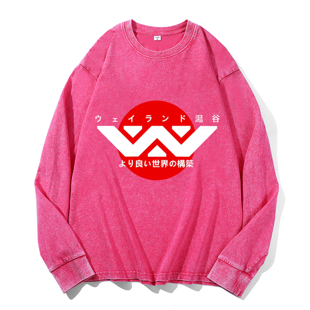 Vintage Cotton Wash Crewneck Long-Sleeve T-Shirt