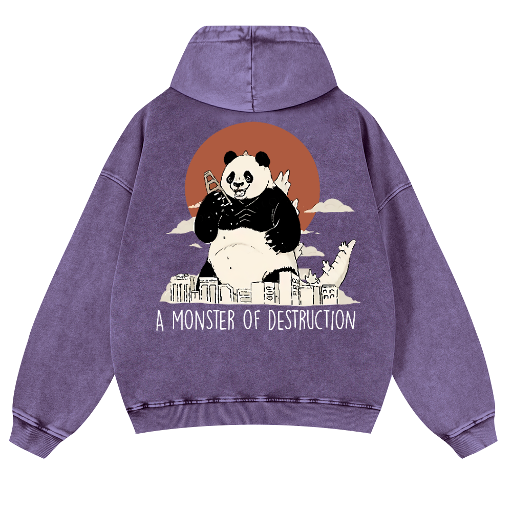 Panda Kaiju Vintage Washed Cotton Back Art Hoodie