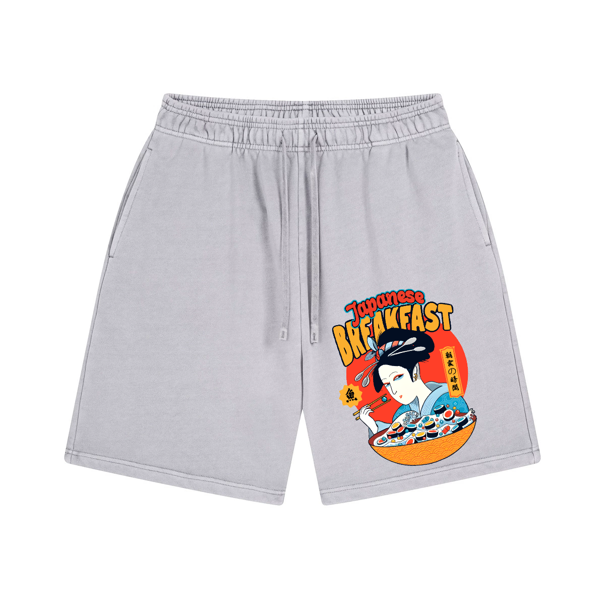 Geisha Fish Sushi  Vintage Pure Thick Cotton Shorts