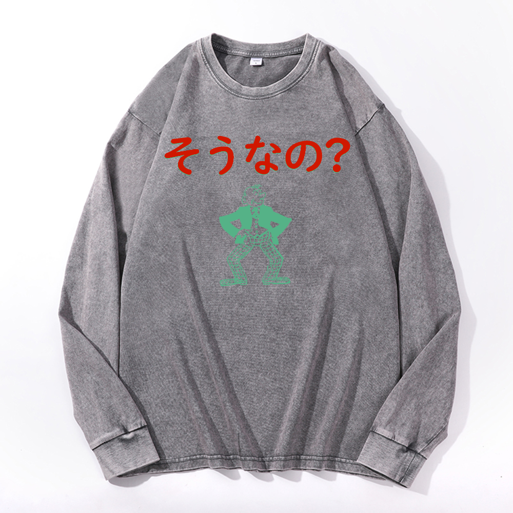 Is That So? Vintage Cotton Wash Crewneck Long-Sleeve T-Shirt