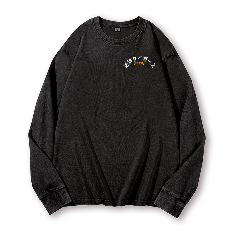 Hanshin Tigers Vintage Washed Cotton Back Art Long-sleeve T-shirt