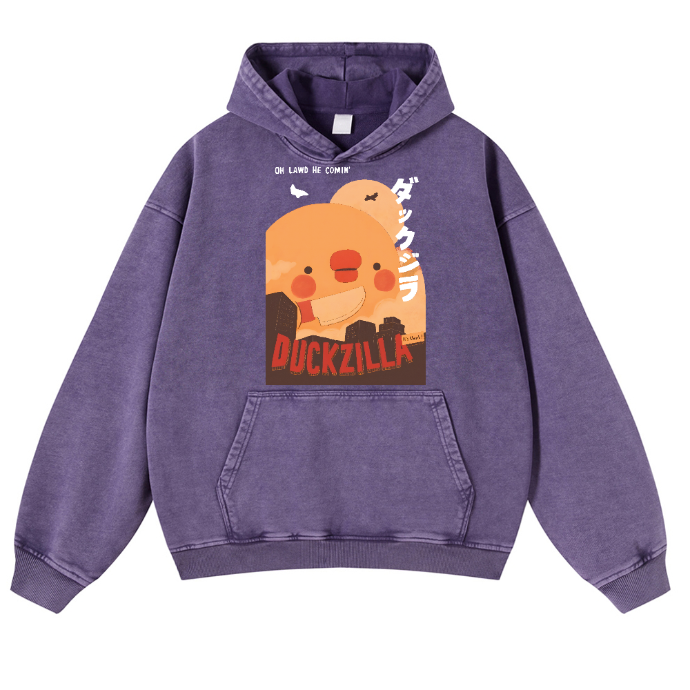 Duck Kaiju Vintage Washed Thick Cotton Hoodie