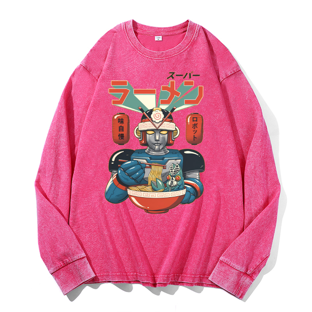 Vintage Cotton Wash Crewneck Long-Sleeve T-Shirt