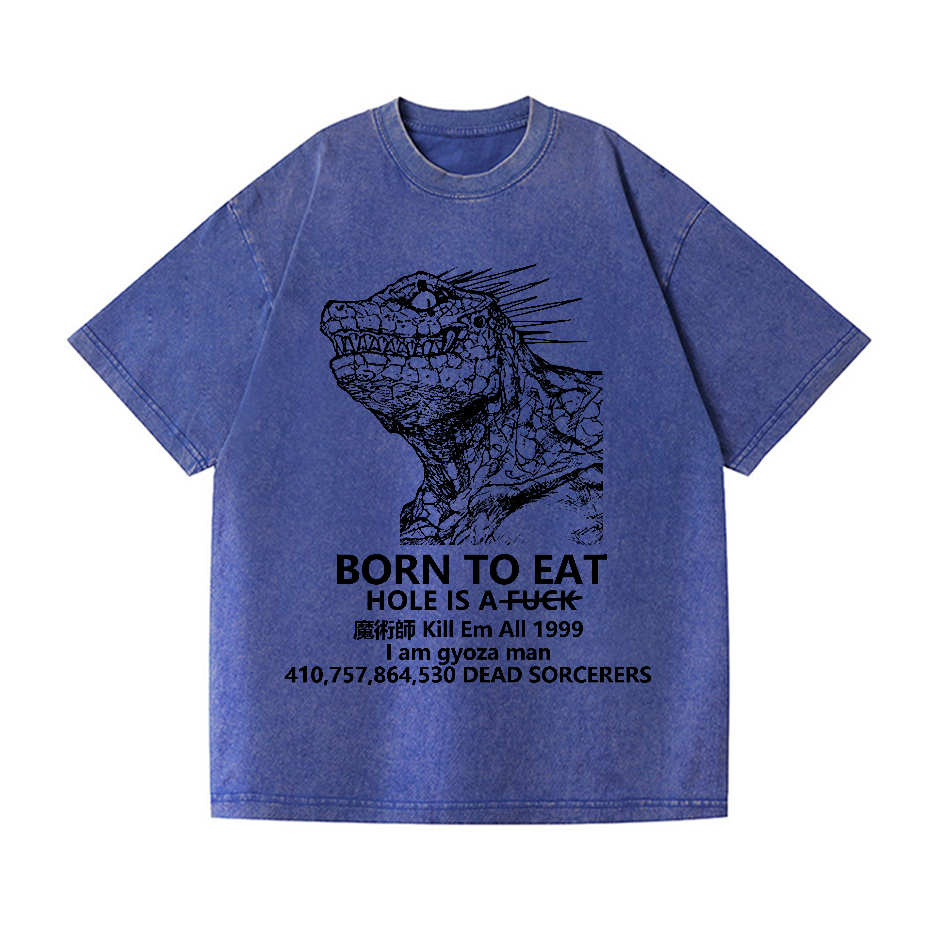 Born To Eat Kaiju Vintage Wash Japanese Design T-Shirt