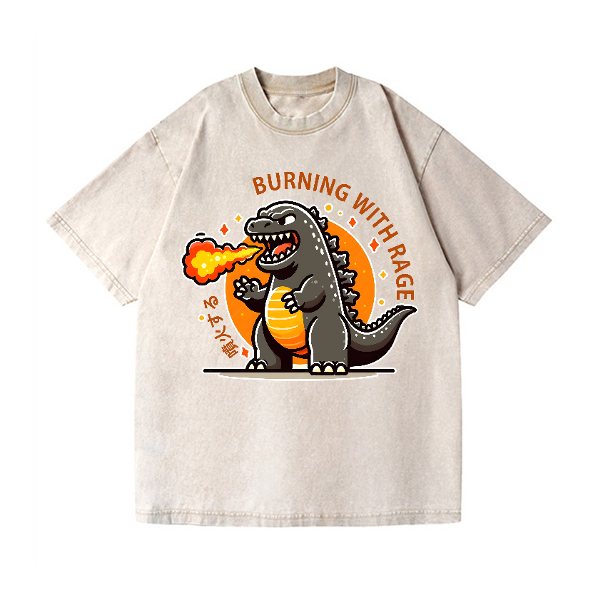 Burning Kaiju Vintage Wash Japanese Design T-Shirt