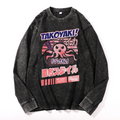 Takoyaki Octpous Vintage Cotton Wash Crewneck Long-Sleeve T-Shirt