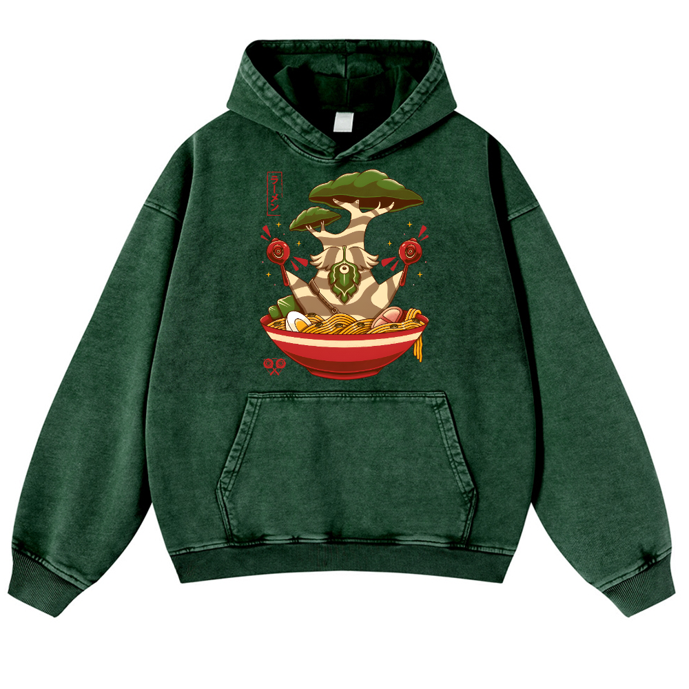 Bonsai Ramen Vintage Washed Thick Cotton Hoodie