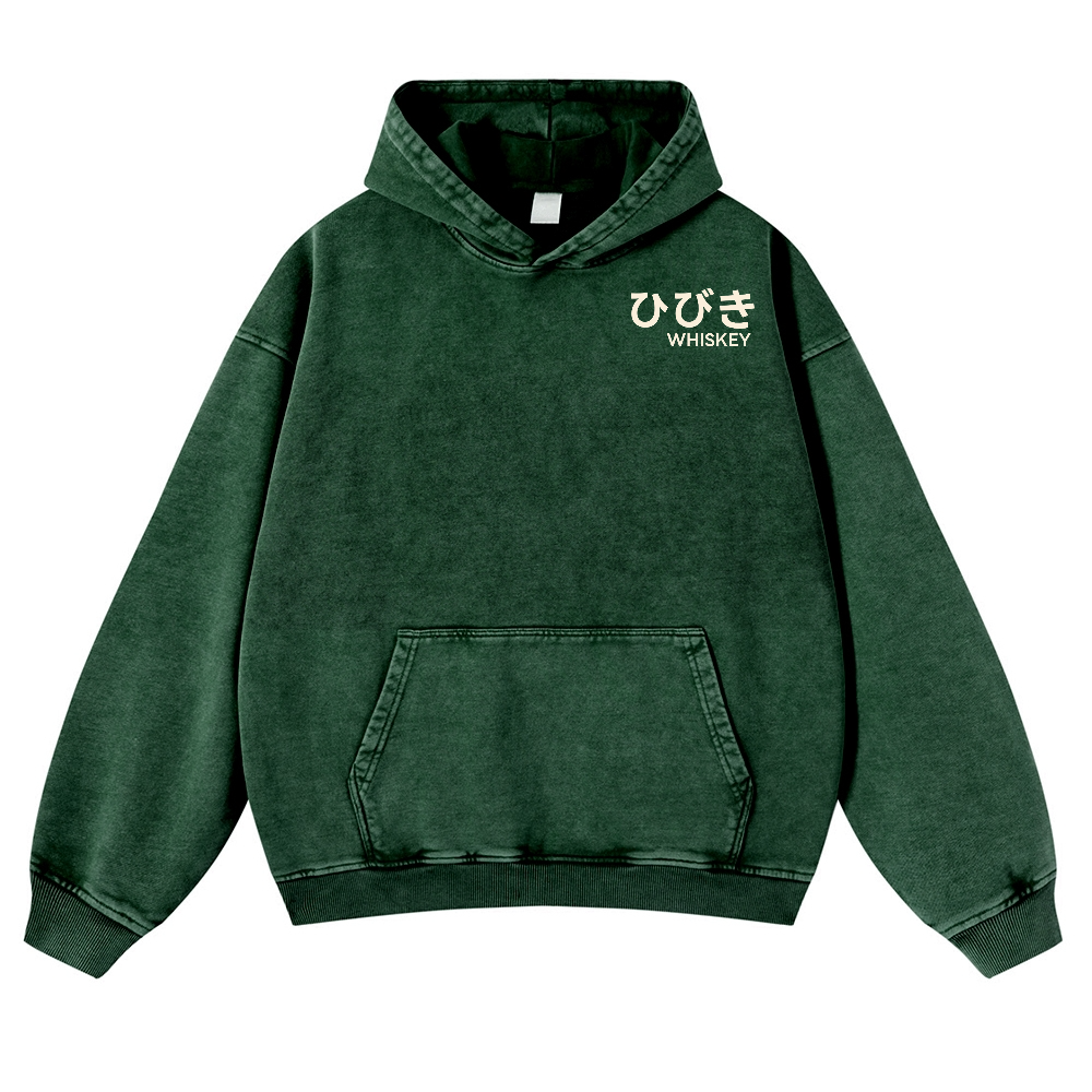 Hibiki Whisky Vintage Washed Cotton Back Art Hoodie