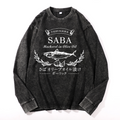 Mackerel Fish Vintage Cotton Wash Crewneck Long-Sleeve T-Shirt