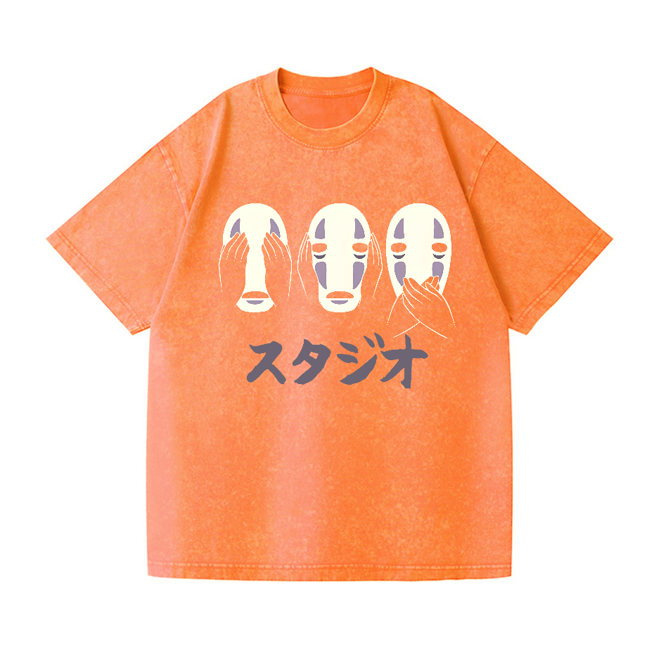 Ghibli No Face Kaonashi Vintage Wash Japanese Design T-Shirt