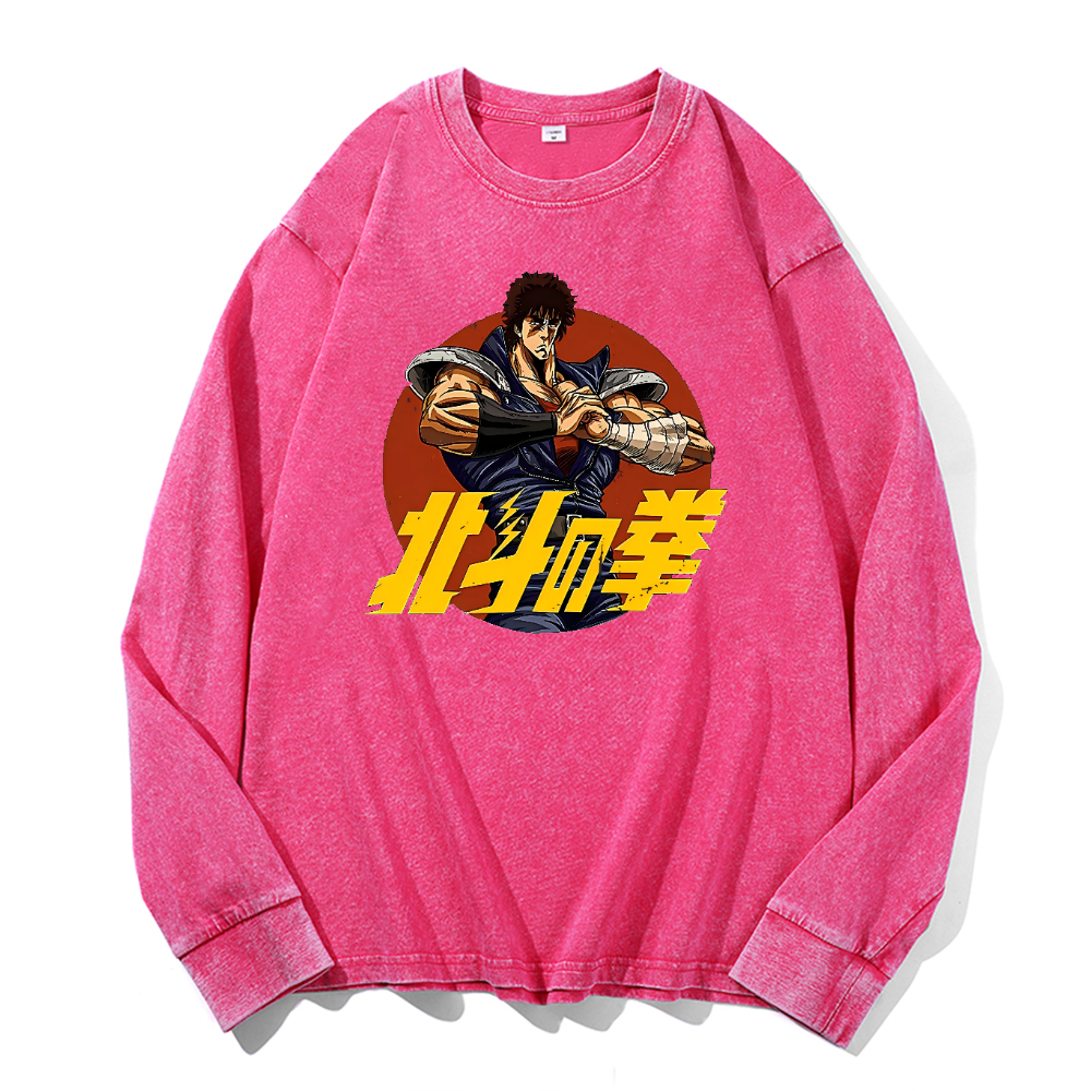 Vintage Cotton Wash Crewneck Long-Sleeve T-Shirt