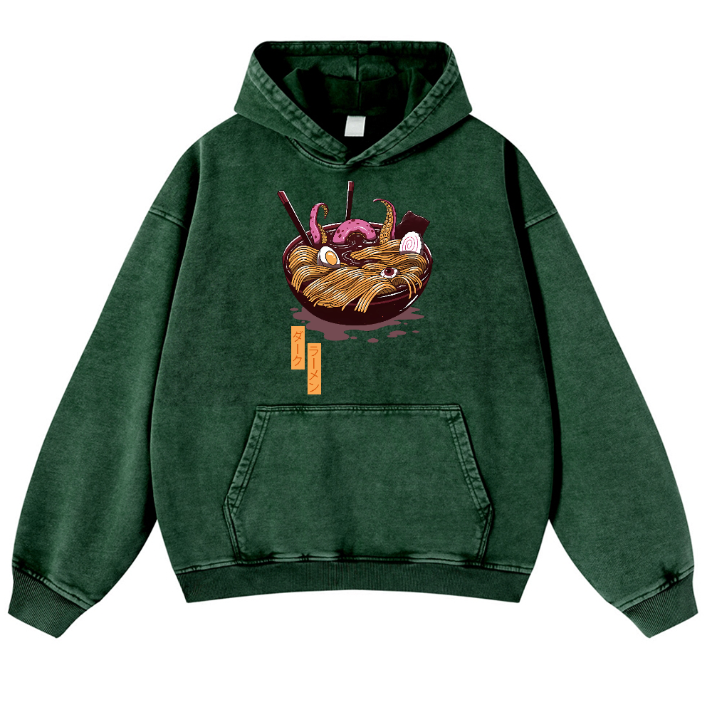 Dark Ramen Vintage Washed Thick Cotton Hoodie