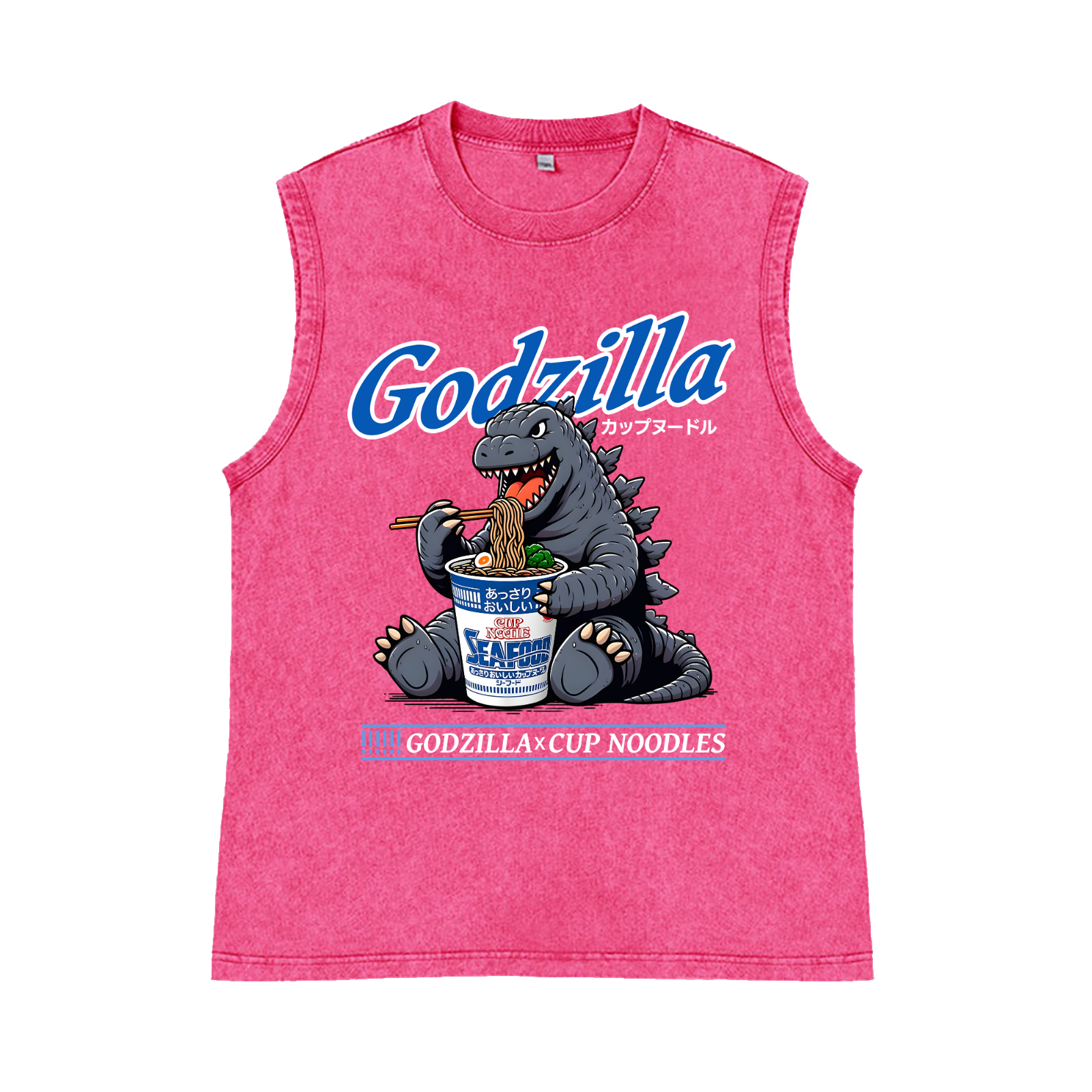 Kaiju Cup Noodles Pure Cotton Wash-Dyed Sleeveless Tank Top