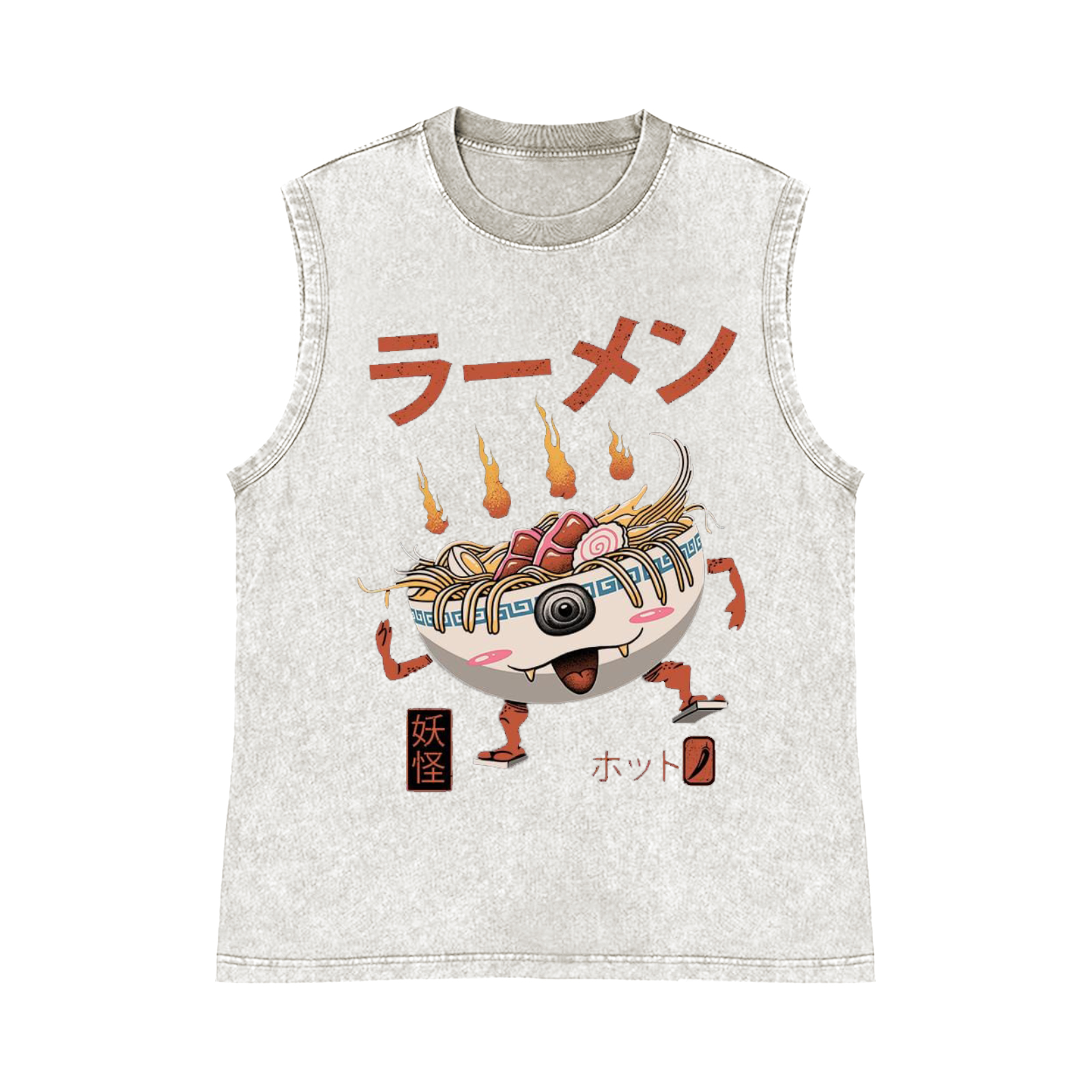 Ramen Monster Pure Cotton Wash-Dyed Sleeveless Tank Top