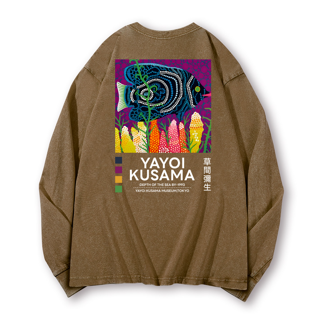 Yayoi Kusama Vintage Washed Cotton Back Art Long-sleeve T-shirt