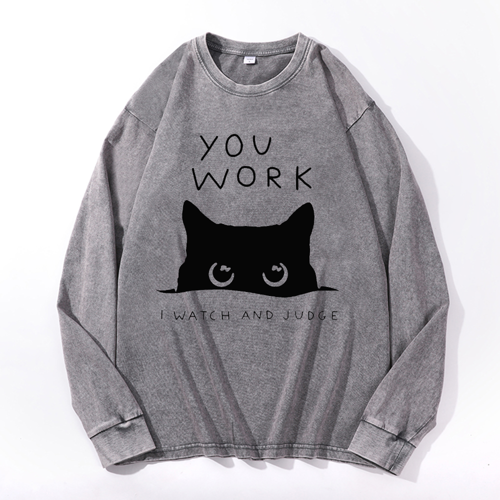 Vintage Cotton Wash Crewneck Long-Sleeve T-Shirt
