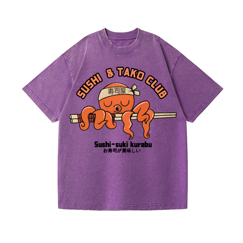 Sushi and Tako Octopus Vintage Wash Japanese Design T-Shirt