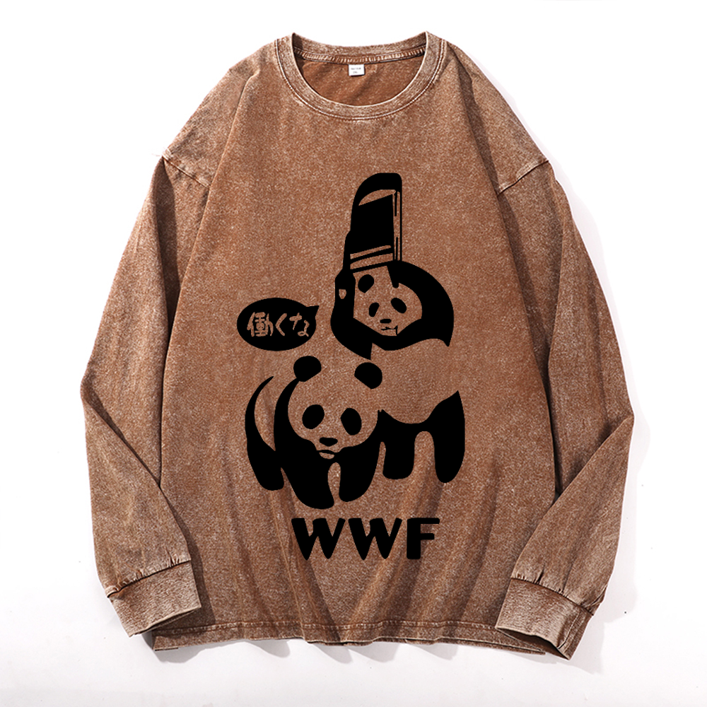 WWF Panda Vintage Cotton Wash Long-sleeve T-shirt