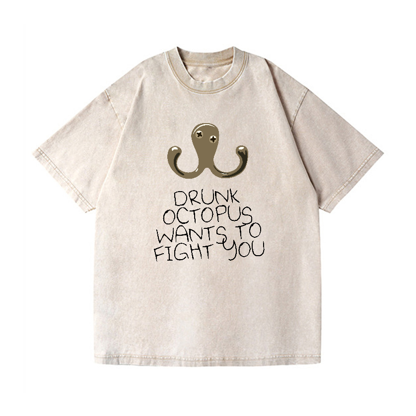 Drunken Octopus Vintage Wash Japanese Design T-Shirt