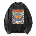 Octopus Vintage Cotton Wash Crewneck Long-Sleeve T-Shirt