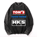 Tom's, Toyo Tires, HKS Vintage Cotton Wash Crewneck Long-Sleeve T-Shirt